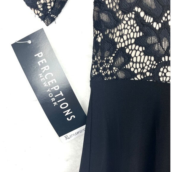 Perceptions Black Dress Lace Bodice Womens SZ XL Fit & Flare Cocktail party - Picture 12 of 12